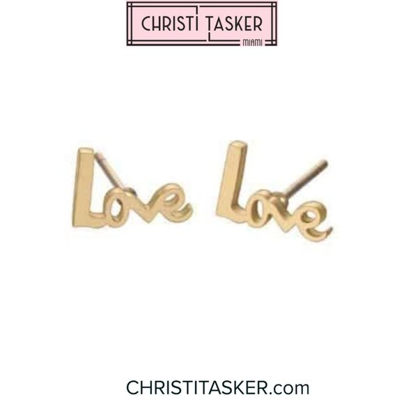 Word To Love | Love Stud Earrings - Picture 1 of 2